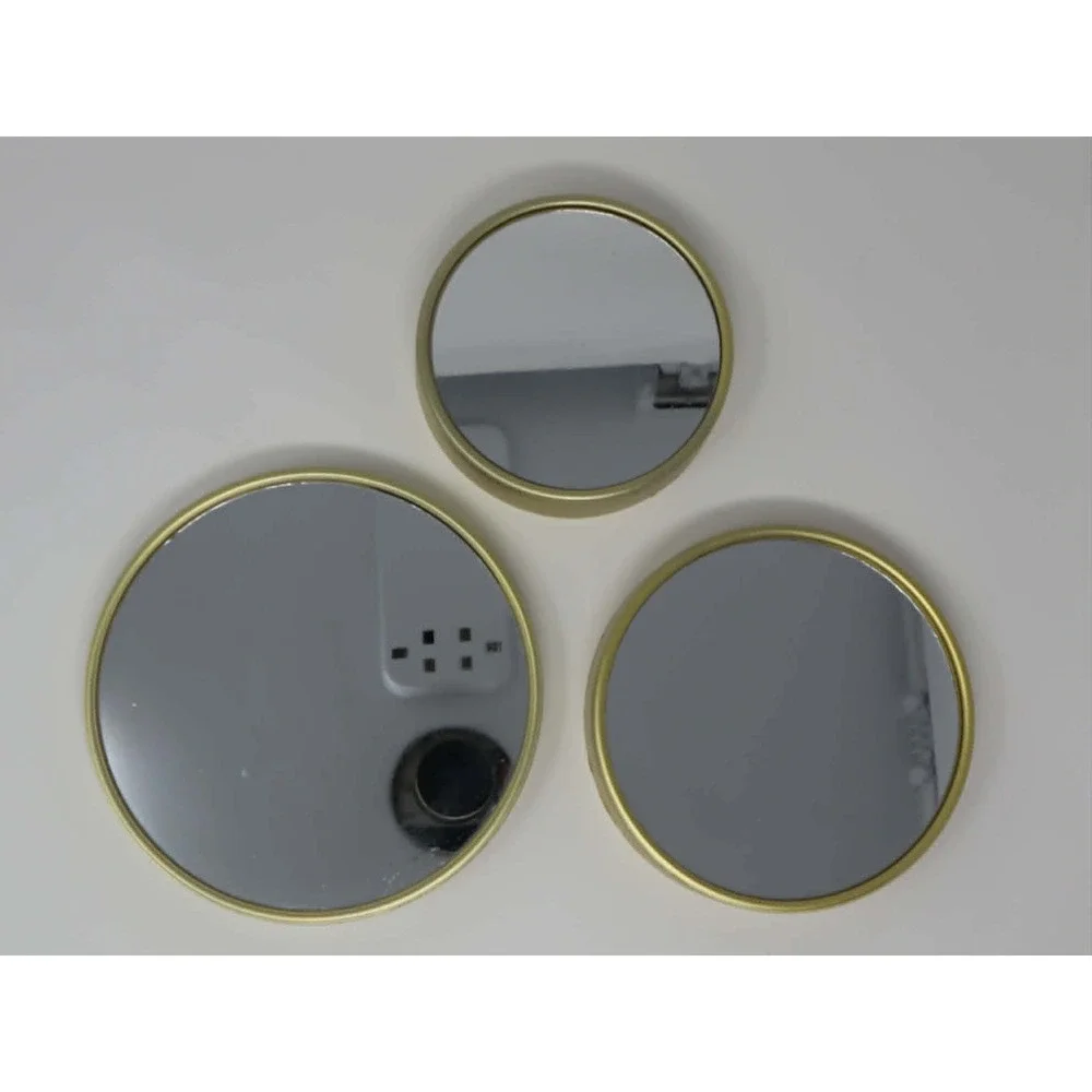 Gold Wall Mirror Set Interiors By Design 3 Piece Round Decor Feng Shui Small